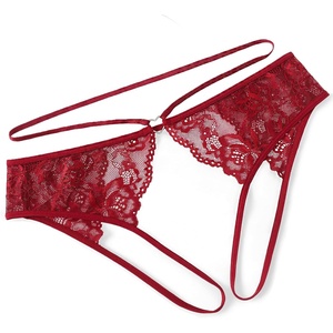 Avidlove Lace Thongs for Women Strap Cheeky Underwear Floral Lace Panties Hollow Out G-String(Wine Red)