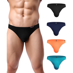 Avidlove Mens Bikini Underwear Low Rise Briefs Microfiber Underpants 4 Pack(Black/2navy Blue/Orange/Blue)