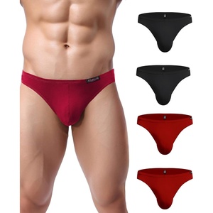 Avidlove Mens Bikini Underwear Low Rise Briefs Microfiber Underpants 4 Pack(Black/Red)