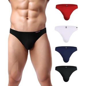 Avidlove Mens Bikini Underwear Low Rise Briefs Microfiber Underpants 4 Pack(Black/White/Red/Navy Blue)