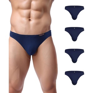 Avidlove Mens Bikini Underwear Low Rise Briefs Microfiber Underpants 4 Pack(Blue)