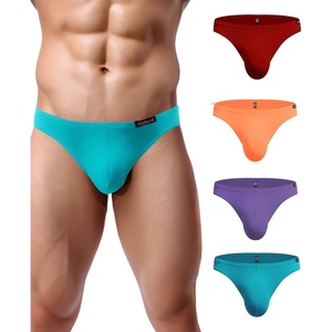 Avidlove Mens Bikini Underwear Low Rise Briefs Microfiber Underpants 4 Pack(Blue/Orange/Light Purple/Dark Red)