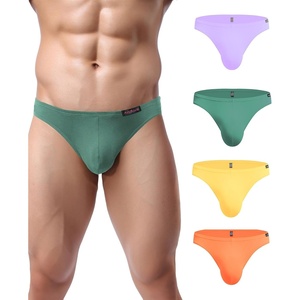Avidlove Mens Bikini Underwear Low Rise Briefs Microfiber Underpants 4 Pack(Green/Orange/Yellow/Purple)