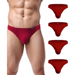 Avidlove Mens Bikini Underwear Low Rise Briefs Microfiber Underpants 4 Pack(Red)