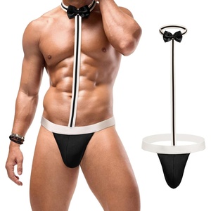 Avidlove Men’s Sexy Mankini Thong Swimsuit Suspender Swimwear Mens Low Rise Lingerie with Bow Tie(Refer to the updated sizes)(Black)
