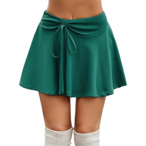 Avidlove Mini Skirt for Women Pleated Drawstring High Waist Skater Skirt Sexy Lingerie Skirts S-XXL(Green)