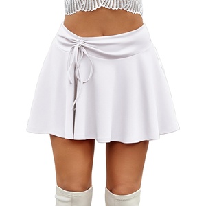 Avidlove Mini Skirt for Women Pleated Drawstring High Waist Skater Skirt Sexy Lingerie Skirts S-XXL(White)