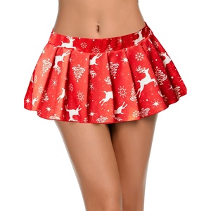 Avidlove Pleated Skirts for Women Y2k Mini Skirt Casual Short Skirts Micro Skirt XS-4XL(Red Christmas Print)