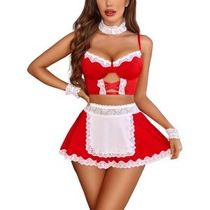 Avidlove Sexy Lingerie for Women Cosplay Lingerie Set Contrast Lace Costume Set(5pack)(Red)