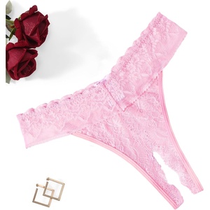 Avidlove Sexy Panties for Women Lace Cheeky Underwear Low Rise T Back Hipster Thong 1-3 Pack(Pink)