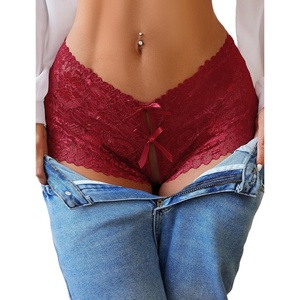Avidlove Sexy Panties for Women Lace Underwear High Waist Cheeky Panty(Dark Red)