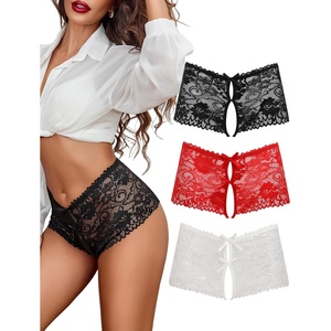 Avidlove Sexy Panties for Women Lace Underwear High Waist Cheeky Panty(Red+black+white)