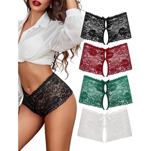 Avidlove Sexy Panties for Women Lace Underwear High Waist Cheeky Panty(White+black+green+dark Red)