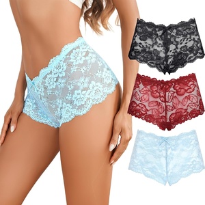 Avidlove Sexy Women’s Underwear Floral Lace Boyshort Panties High Waist Cheeky Panty Pack of 4(Burgundy E/Light Blue F/Black G)
