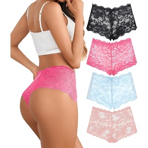 Avidlove Sexy Women’s Underwear Floral Lace Boyshort Panties High Waist Cheeky Panty Pack of 4(Pink B/Rose Red E/Light Blue F/Black G)