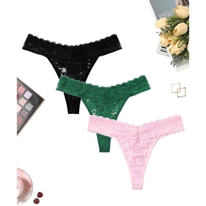 Avidlove Thongs for Women Lace Sexy Panties Low Waist Brazilian Underwear | Sexy lace lingerie panties,T-back thongs,low rise bikini underwear,breathable for dating or daliy wear(Black+green+pink)