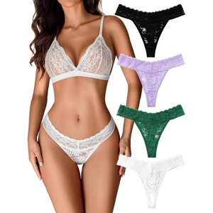 Avidlove Thongs for Women Lace Sexy Panties Low Waist Brazilian Underwear | Sexy lace lingerie panties,T-back thongs,low rise bikini underwear,breathable for dating or daliy wear(Black+white+green+lilac)
