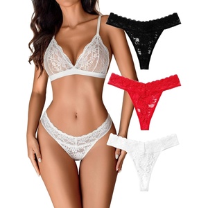 Avidlove Thongs for Women Lace Sexy Panties Low Waist Brazilian Underwear | Sexy lace lingerie panties,T-back thongs,low rise bikini underwear,breathable for dating or daliy wear(Black+white+red)