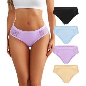 Avidlove Women Cotton Underwear Lace Hipster Brief Panties Ladies Stretch Underpants Multipack(Black/Blue/Violet/Champagne)