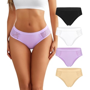 Avidlove Women Cotton Underwear Lace Hipster Brief Panties Ladies Stretch Underpants Multipack(Black/White/Violet/Champagne 2)