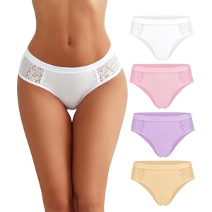 Avidlove Women Cotton Underwear Lace Hipster Brief Panties Ladies Stretch Underpants Multipack(White/Pink/Violet/Champagne 2)