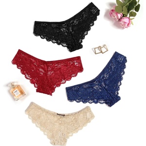 Avidlove Women Floral Lace Panties Sexy Hipster Underwear Cheeky Bikini Panties V-Shape Waistband Tangas(4 Pcs-3)