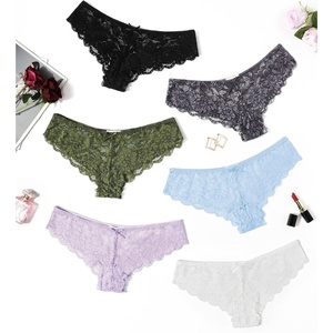 Avidlove Women Floral Lace Panties Sexy Hipster Underwear Cheeky Bikini Panties V-Shape Waistband Tangas(6 Pcs-2)