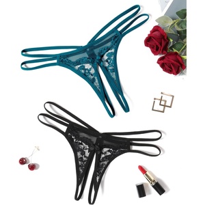 Avidlove Women Lace Panties Floral Lace Briefs Mesh Hollow Out G-String Thongs T-back Underwear 1-4 Pack(Black/Blue Green)