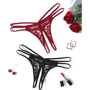 Avidlove Women Lace Panties Floral Lace Briefs Mesh Hollow Out G-String Thongs T-back Underwear 1-4 Pack(Black/Wine Red)