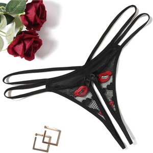 Avidlove Women Lace Panties Floral Lace Briefs Mesh Hollow Out G-String Thongs T-back Underwear 1-4 Pack(Red Lips)