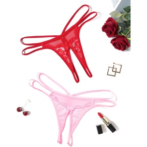 Avidlove Women Lace Panties Floral Lace Briefs Mesh Hollow Out G-String Thongs T-back Underwear 1-4 Pack(Red/Pink)
