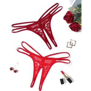 Avidlove Women Lace Panties Floral Lace Briefs Mesh Hollow Out G-String Thongs T-back Underwear 1-4 Pack(Red/Wine Red)