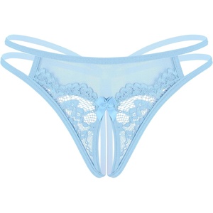 Avidlove Women Lace Panties Floral Lace Briefs Mesh Hollow Out G-String Thongs T-back Underwear 1-4 Pack(Sky Blue)
