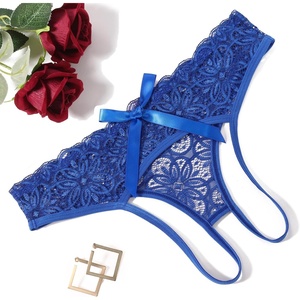 Avidlove Women Lace Panties Hollow Out Rear Bowknot Underwear Ruffle Cheeky Briefs 1-3 Pack(Royal Blue)