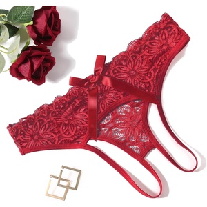 Avidlove Women Lace Panties Hollow Out Rear Bowknot Underwear Ruffle Cheeky Briefs 1-3 Pack(Wine Red)
