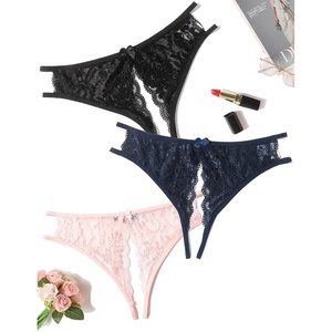 Avidlove Women Lace Panties Sexy Thong Underwear Floral Lace Briefs | Womens sexy panty with Cute Bow Center Low Rise Underwear Mesh Hollow Out G-String 1-4 Pack(Multicolor2-3 Pack)