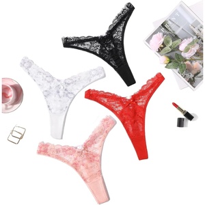 Avidlove Women Sexy Underwear Lace G-string Exotic Lingerie Panties V-Shape Cheeky Tangas with Bow Decor(4 Packs-2)