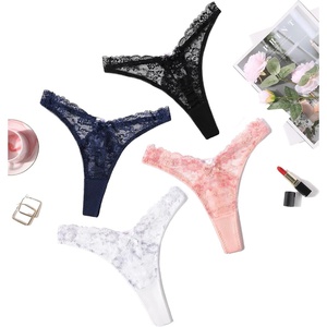 Avidlove Women Sexy Underwear Lace G-string Exotic Lingerie Panties V-Shape Cheeky Tangas with Bow Decor(4 Packs-5)