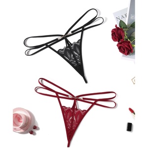 Avidlove Women Sexy Underwear Lace Panties Floral Lace Briefs Hollow Out Thong Panty(Black+wine Red)
