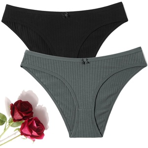 Avidlove Womens Cotton Panties Sexy Low Rise Ribbed Hipster Womens Bikini Underwear Cheeky S-XXL(Gray+black)