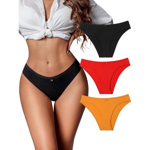 Avidlove Womens Cotton Panties Sexy Low Rise Ribbed Hipster Womens Bikini Underwear Cheeky S-XXL(Multicolor3-3pack)