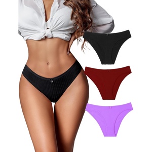 Avidlove Womens Cotton Panties Sexy Low Rise Ribbed Hipster Womens Bikini Underwear Cheeky S-XXL(Multicolor4-3pack)