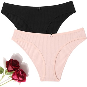 Avidlove Womens Cotton Panties Sexy Low Rise Ribbed Hipster Womens Bikini Underwear Cheeky S-XXL(Pink+black)