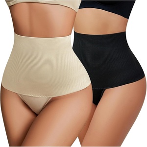 Avidlove Women’s Shapewear Tummy Control Thong Mid Waist Lightweight Shaping Underwear Panty Girdle Body Shaper Brief(Black&beige)