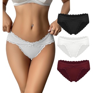 Avidlove Womens Underwear Cotton Panties Cheeky Bikini Underpanties Lace Stretch Hipster Briefs(Black/White/Dark Red)