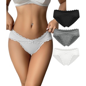 Avidlove Womens Underwear Cotton Panties Cheeky Bikini Underpanties Lace Stretch Hipster Briefs(Black/White/Grey)