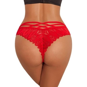 Avidlove Womens Underwear Lace Cheeky Panties Criss Cross Back Bikini Thongs Sexy Undies(Red)