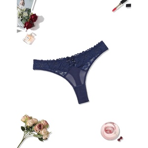 Avidlove Womens Underwear Sexy Bikini Panties Lace Thongs Low Waist Cheeky Lingerie Panties(Navy Blue)