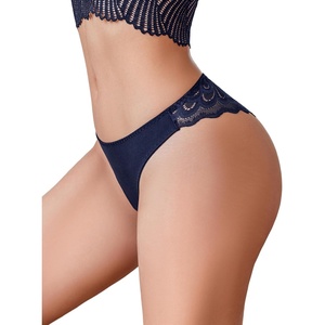 Avidlove Womens Underwear Sexy Lace Panties Cheeky No Show Bikini Panty(Navy Blue)