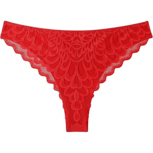 Avidlove Womens Underwear Sexy Lace Panties Cheeky No Show Bikini Panty(Red)